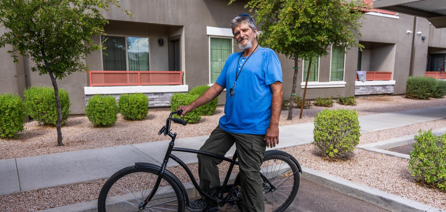 Kenneth with his new bike.