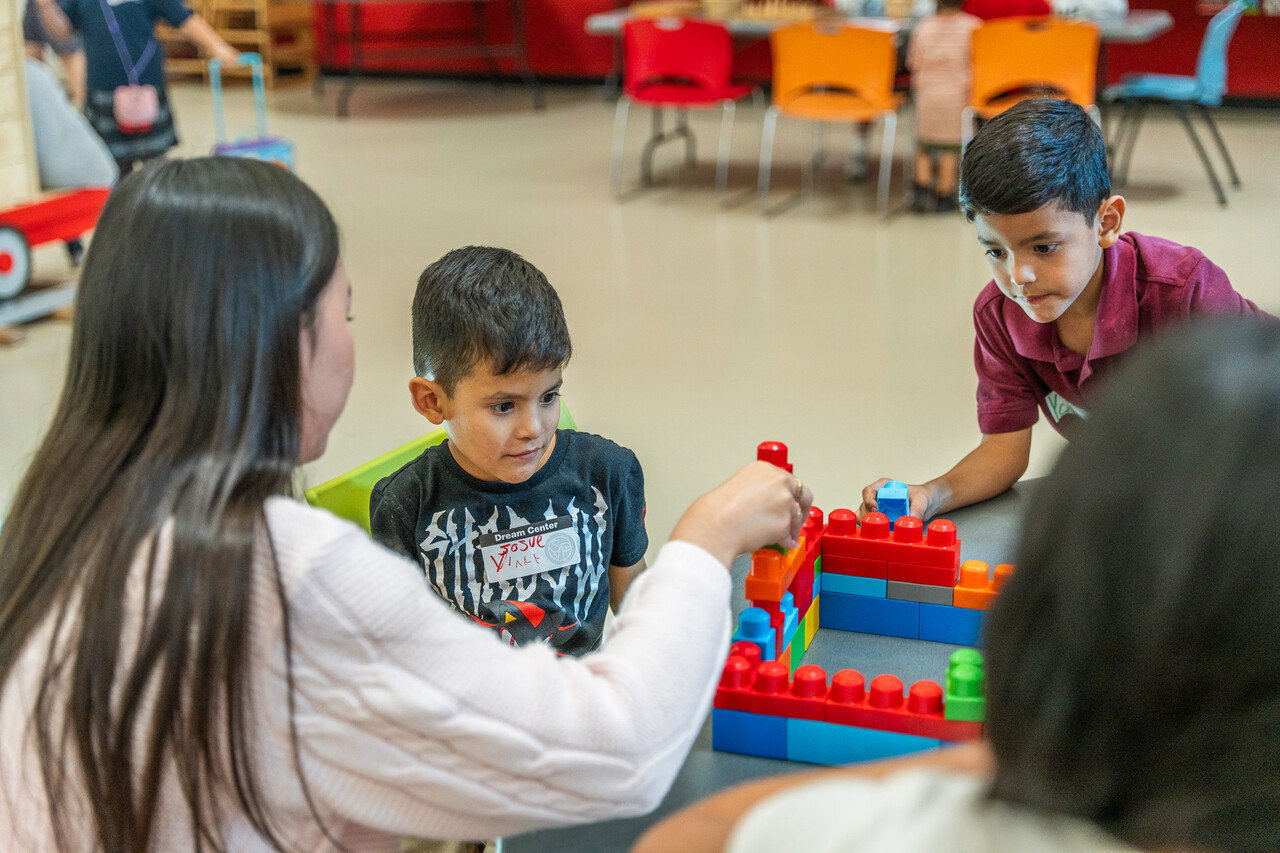 The boys playing in the dream center 